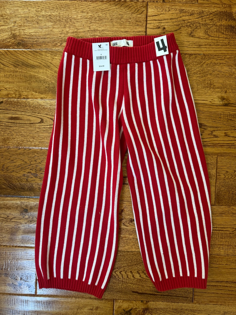 Cotton On Red and White Striped Knit Kids Pants